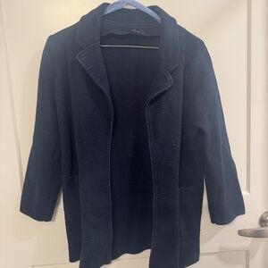 Quince Organic Cotton Knit Blazer in Navy
